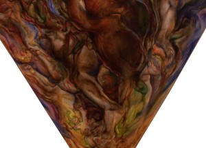 Detail: Dark Divide, oil on triangular canvas, 2012 (in progress)